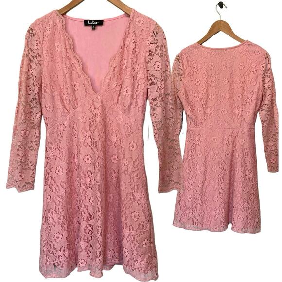 Lulu’s Dresses & Skirts - Lulu’s Blush Pink Lace Mini Dress Size medium Coquette Balletcore Romantic